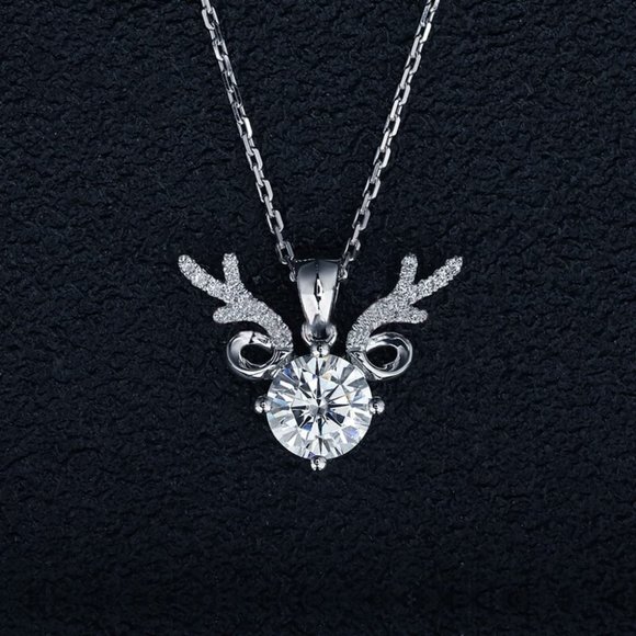 Jewelry - Certified 1ct. t.w. Diamond Elk Necklace 18k White Gold over Italy Silver